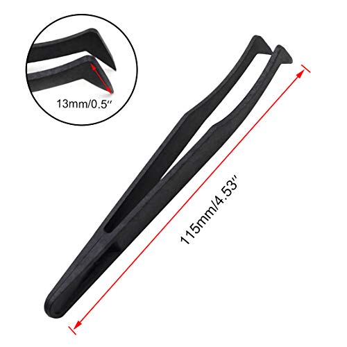Touhia 10Pcs Anti-Static Plastic Tweezers With Pointed Tip, Precision Tweezers Set For Craft, Electronics, Diy, Repair Tool (4.5 Inch, Black) #TOP4