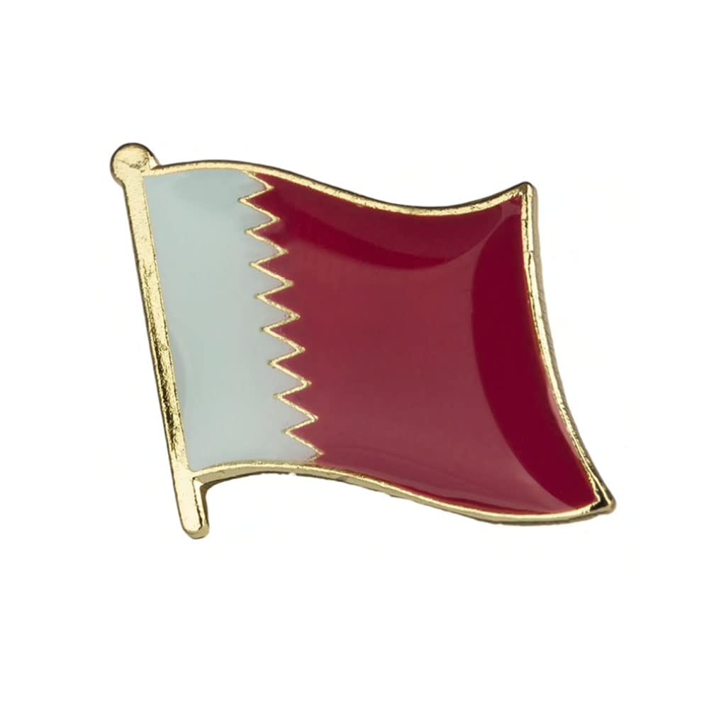 Qatar Qatari National Flag Metal Enamel Lapel Pin Badge – Patriotic Brooch 1.9 x 1.6 cm