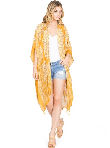 Image of Breezy Lane Women's Kimono Cardigan Summer Swimsuit Coverups Beach Cover Up with Floral Print for Vacation