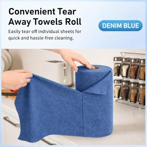 Image of Microfiber Cleaning Cloths, Kitchen Choice 20 Pcs (25 x 25 cm) Microfiber Cloths Roll, Super Absorbent, Washable and Reusable, Microfibers for Car /Window /Kitchen /Glass Polish