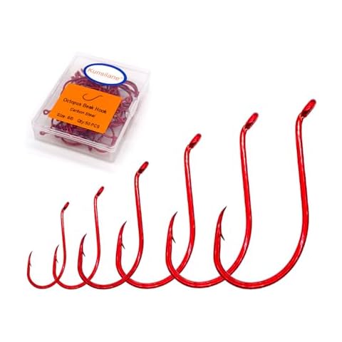 Octopus Beak Hooks Fishing Circle Hooks Offset Ultra Sharp for Freshwater Saltwater-100-Pack-6 Cover