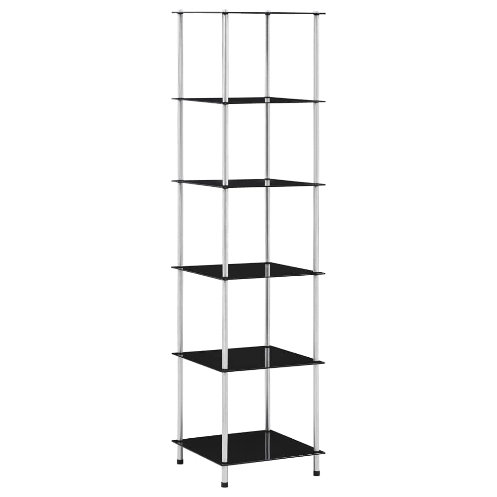 Scaffale con 6 ripiani, vetrina, autoportante, libreria, scaffalatura, per libri, decorazione, camera da letto, soggiorno, ufficio, design semplice, nero, 40 x 40 x 160 cm