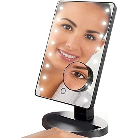 Lighted Makeup Mirror with 1x and 10x Magnification Cover