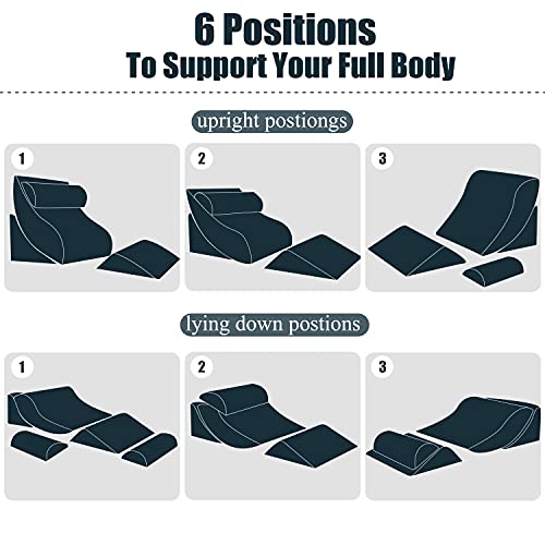 Bigroof 4Pcs Orthopedic Bed Wedge Pillow Set, Post Surgery Memory Foam Pillow For Back, Neck And Leg Pain Relief. Comfortable And Adjustable Pillows For Relaxing Acid Reflux, Sleeping, Reading #TOP5