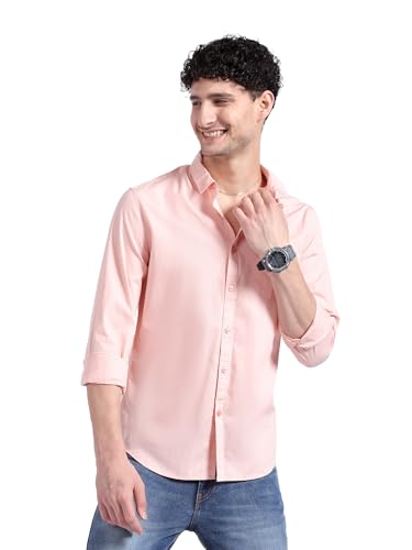 Image of The Indian Garage Co Men Slim Fit Solid Full Sleeves Cutaway Collar Casual Shirt