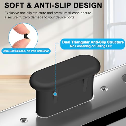 Image of Tobfit USB-C Dust Plug - 20-Pack Silicone Port Cover for iPhone 17 /16 /15 Series, Samsung Galaxy S26-S20 & All USB-C Devices (10 Clear + 10 Black)