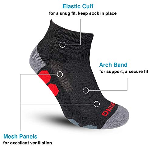 Bering Men's Ankle Athletic Socks for Running, Hiking, Cycling (6 Pairs)