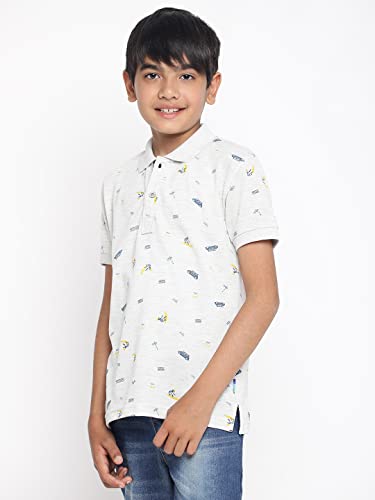 Image of Li'l Tomatoes Boys Cotton Pique Polo T-Shirt | Printed Half Sleeve Casual Summer Wear | Soft & Breathable Fabric | 7-16 Years