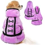 Winter Dog Dress for Small Dogs Girl Puppy Sweater Dog Sweaters Fleece Warm Puppy Dresses with Leash Hole Cute Pink Clothes Bowtie Chihuahua Sweaters Pet Doggie Oufit (Purple, X-Small)