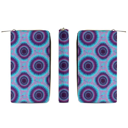 Leather Wallets for Men Women, Slim Credit Card Holder Compartment, Multi-Layer Inner Zip Color Tie Dye Wallet3