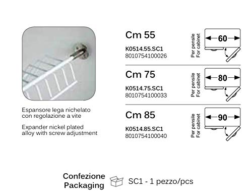 Lemca Scolapiatti da Incasso in Filo d'Acciaio Plastificato 55cm per Pensile da 60cm