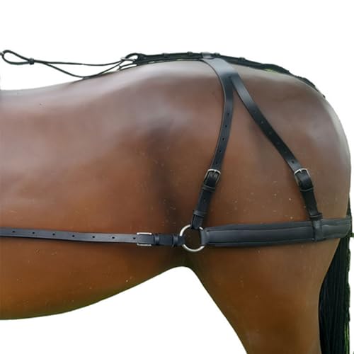 Brama West Harnais arrière pour cheval | pour harnais à deux copeaux | en cuir de qualité supérieure (noir, cob)