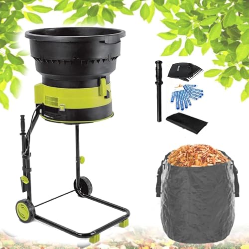 Trituradora de hojas eléctrica con cable, trituradora de jardín portátil de 2500 W con ruedas, trituradoras y astilladoras de 8000 rpm para hojas de jardín, abono,20cm-power-cord