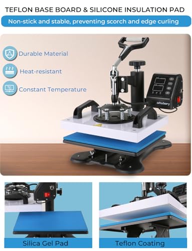 Whubefy Heat Press Machine for T Shirts, 12x10in 650W Heat Press for Bags Pillows Mats Puzzles, Fast Heat-up, Digital Precise Temp Control, Multifunctional Heat Transfer Printing Sublimation Machine - Thumbnail 4