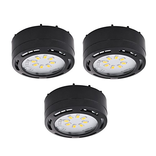 Amax Lighting - 3Led Puck Light 120V. - Black Led Board With 24 1/2 Watt Led Panels - Total Bulb Wattage: 12Watt