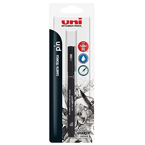 Caneta Técnica 0.3 mm Pin Fine Line, Uni-Ball, Preta, Blister com 1 unidade