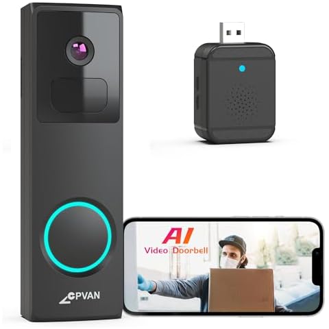 CPVAN 1080P Wireless Video Doorbell with Chime Cover