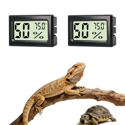 Novique 2PCS Reptile Thermometer and Hygrometer Gauge Adhesive Digital Terrarium Hygrometer Reptile Tank Accessories for Bearded Dragon Jumping Spider Leopard Gecko Lizard Ball Python Hermit Crab