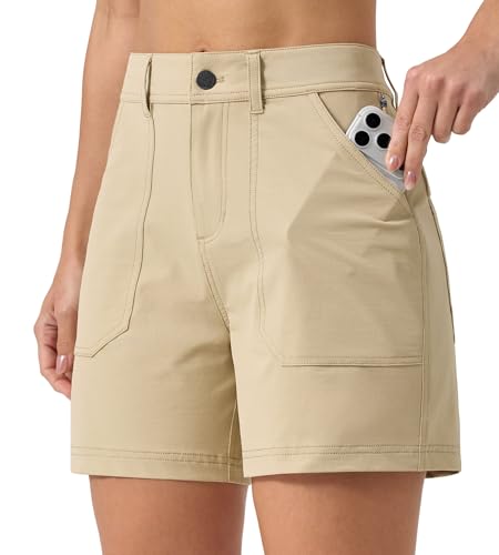 Willit Womens Hiking Shorts Qucik Dry Stretch Travel Golf Casual Shorts with Pockets Water Resistant 5 Khaki 6