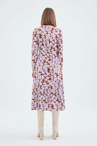 Robe midi trapèze imprimé floral à porter pour dissimuler les hanches - 4