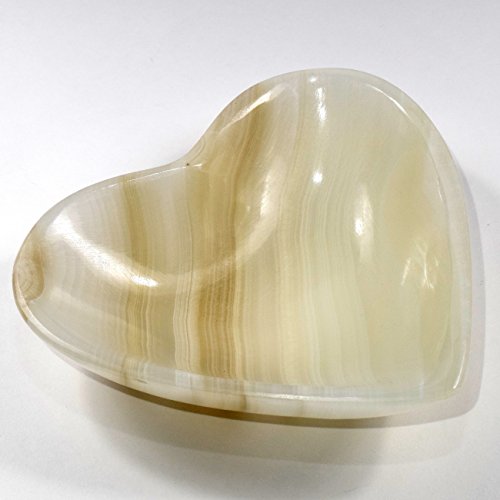 Hqrp-Crystal Hc Set: 5.2 Inch 330G Banded Silver Onyx Heart Shaped Bowl Natural Sparkling Crystal Striped Mineral Polished Stone Cup cover