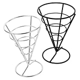 FUNNETOYU 2 Stück Pommes-Frites-Korbbesteck Auto gebraten mit Snacktütenständer Französische Brandhalter Halter für frittierte Snacks Fast-Food-Servierkörbe Pommesehalter Pommes Steht Eisen