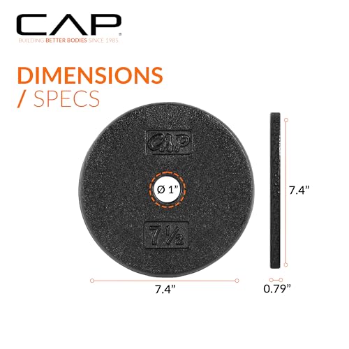 Image of CAP Barbell Standard 1-Inch Cast Iron Weight Plates - Singles & Sets | 1.25-50 lbs | Multiple Options
