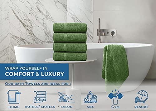 Image of DAN RIVER Bath Towels Set of 4, 27 x 54 Inches, 100% Cotton, Larger & Lighter Weight, Quicker to Dry, Super Soft and Absorbent, Ideal Large Bath Towel for Daily Use, Sage Green