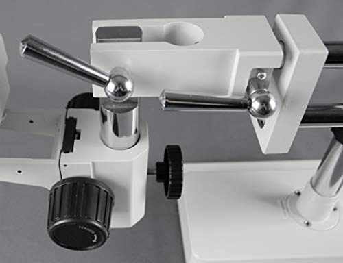 Image of Parco Scientific PA-5FLX-IFR07 Trinocular Lockable Zoom Stereo Microscope | 10x Eyepiece, 0.7X-4.5X Zoom Range, 3.5x-45x Magnification Range, 0.5 Aux Lens | Double Boom Stand | 144-LED Ring Light