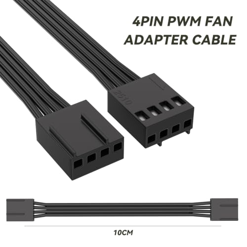 Image of 4 Pin PWM Fan Extension Cable Female to Female | PC Fan Extension Cable for CPU Coolers & PWM Fan Controllers - 10CM Black 4 Pack