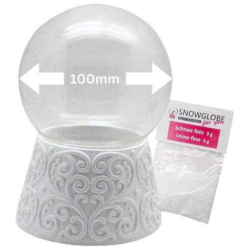 70007 Kit de bricolage Boule à neige Do it Yourself avec boule en verre et socle en porcelaine – Boîte à musique possible – Diamètre 100 mm