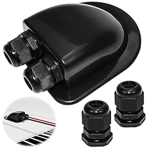QIQN Passe-Toit Etanche en ABS Double entrée de câble Solaire Passe Toit Camping Car avec Presse Etoupe pour VR, Bateaux, Caravane (Noir) (Dachdurchführung 2-Fach Schwarz)