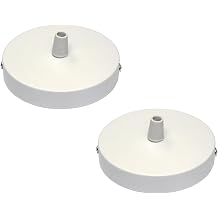 2 Pack White Metal 100mm Ceiling Rose Pendant Light Cover Plate Canopy Kit | Modern Industrial 25mm Height Decorative Ceiling Canopy With Accessories | For Kitchen Dining Room Living Room Lighting UK