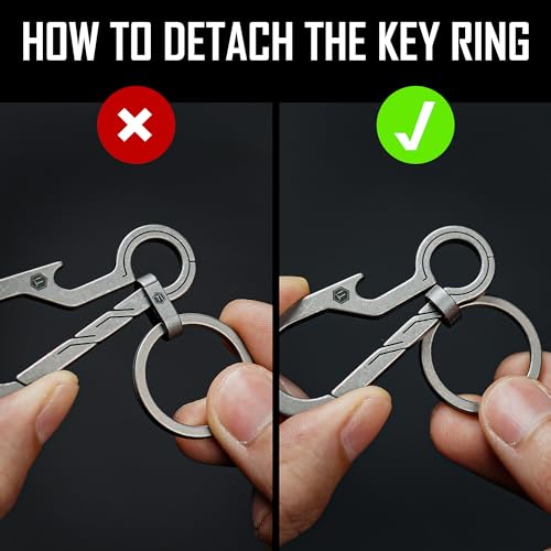 Image of KeyUnity KM01 Titanium EDC Keychain Clip with Bottle Opener, Quick Release Carabiner Key Ring Holder for Men