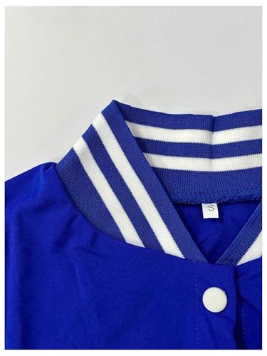 SHENHE Women's Varsity Baseball Jacket Button Down Colorblock Letterman Cropped Bomber Jacket3