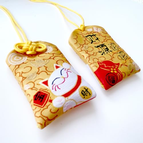 Image of Handmade Traditional Japanese Omamori Blessing Lucky Amulet for Good Wealth /Lucky Cat /Maneki Neko Hanging Fortune Bag Gifts for Women Men