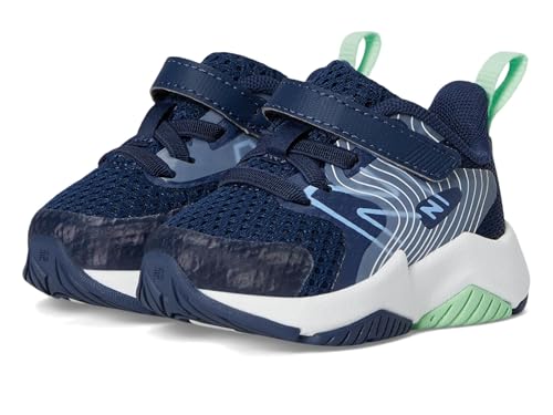 New Balance Kid's Rave Run V2 Bungee Lace with Top Strap Running Shoe, Nb Navy/Electric Sky/Sweetgrass, 2 XW Infant