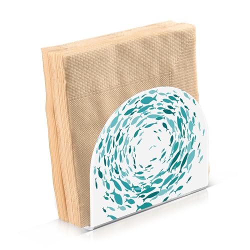 Doterii Blue Fish Circle Napkin Holder Paper Napkin Holders for Dining Tables Decor
