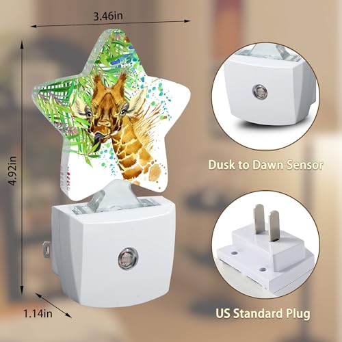 Image of Abstract Giraffe Night Lights Plug into Wall with Dusk to Dawn Sensor,Lamp for Bedroom Bathroom Hallway Nightlight for Women Girls