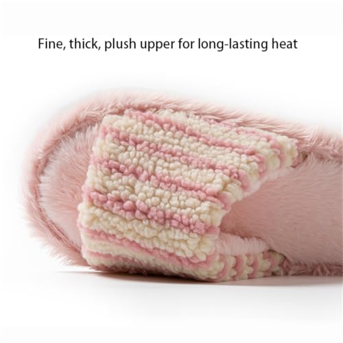 Striped House Slippers, Warm Cozy Plush Non-Slip Slippers, Comfy House/Home Shoes, Women2