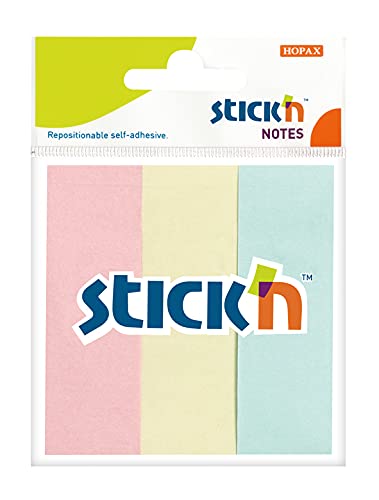 Set de 150 Marcapáginas Adhesivos - 3 Colores Pastel - Marcadores Adhesivos de 76 x 25 mm - Ideal para Separar y Clasificar Información- Fácil de Colocar - Stick'n For Kids