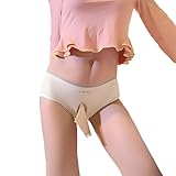 FASXIR Back Crotch Opening Briefs Japanese Style Pouch Panties Bikini Sexy Cotton T Back Thongs Underwear for Women Men (US, Alpha, X-Large, Regular, Regular, Skin colour Open Sheath)