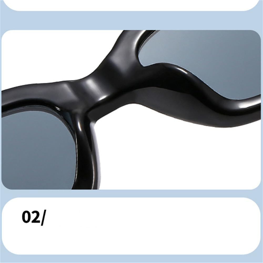 Women's Sunglasses With Wide Leg Patchwork Pattern Eyeglass Frame Retro Decoration Glasses