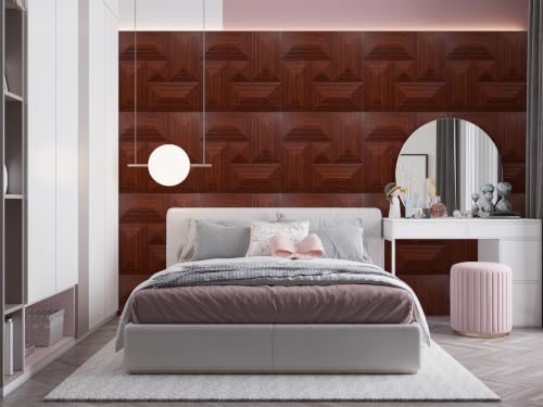 Image of ASKCREW 3D PVC Wall Panel with Premium Wooden Texture & Golden Inlay Modern Designer Wall Decor for Living Room, Bedroom & Office Interior, cafes (50x50 cm) (Cover Area 2.7 feet)