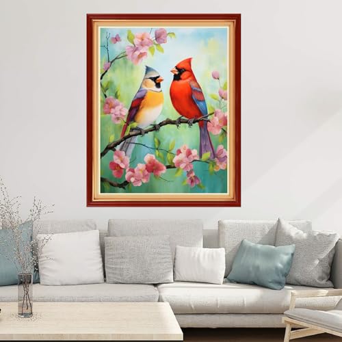 Image of Joyhoor Cross Stitch Kits for Beginners Stamped Cross-Stitch Supplies Needlework preprint Embroidery Kits for Adults DIY Needlepoint Kits Embroidery Patterns 11CT-Flower Birds 16x20 inchs