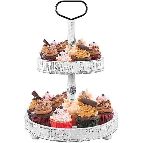 Wooden 2-Tier Cake Tray with Handle Cover