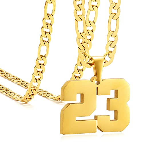 Mimitlty Personalized Jersey Number Necklaces For Mens,Athletes Stainless Steel Sport Number Pendant Chain For Boys Baseball/Basketball/Football Team Inspiration Jewelry With Gifts #TOP4