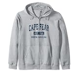 Cape Fear North Carolina NC Vintage Athletic Sports Design Zip Hoodie
