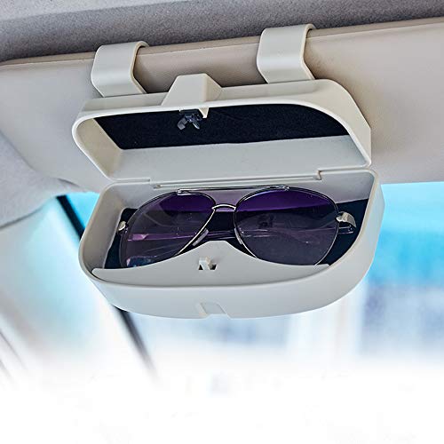 Porte Lunettes pour Voiture, Case De Rangement De Lunettes pour Pare-Soleil De Voiture, Double Boucle, Facile À Installer, Matériau ABS, pour Jeep Audi BMW Benz VW Golf,Beige,1 Cover