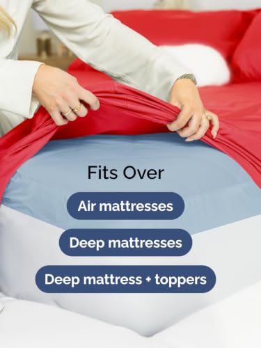Image of Extra Deep Pocket Twin XL Size Sheet Set - Breathable & Cooling - Red